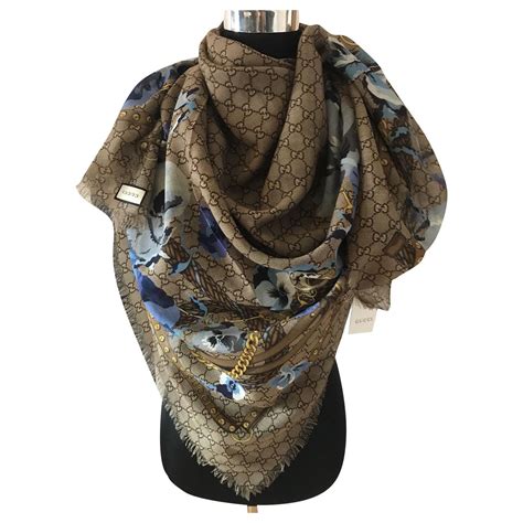 gucci scarf blue flowers|Gucci Square Scarves .